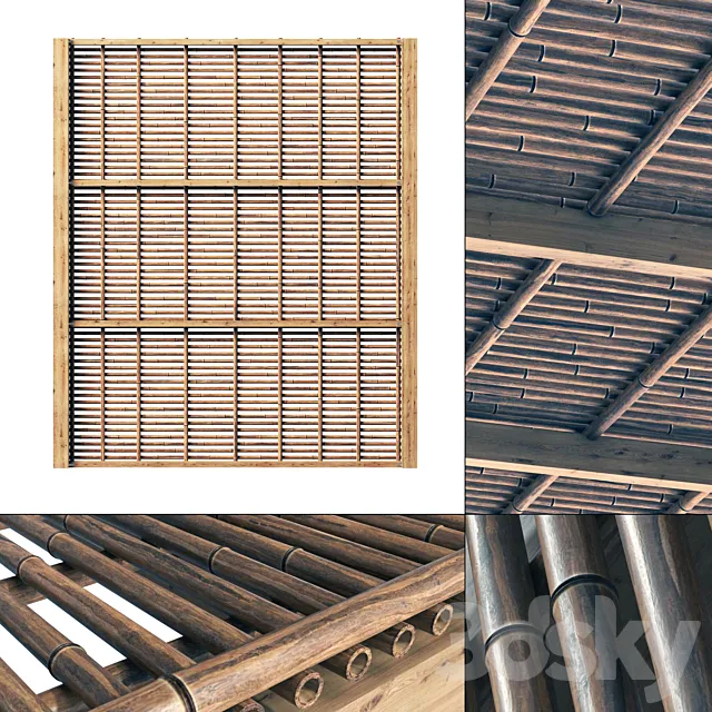 Bamboo branch decor Ceiling n22 _ Decor from bamboo branches number 22 3ds Max