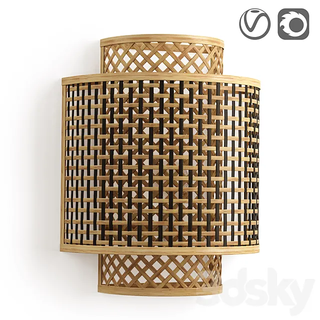 Bamboo lampshade Haya 3ds Max