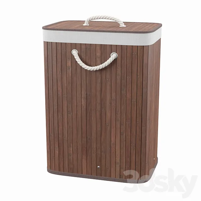 Bamboo Rectangular Laundry Hamper 3ds Max