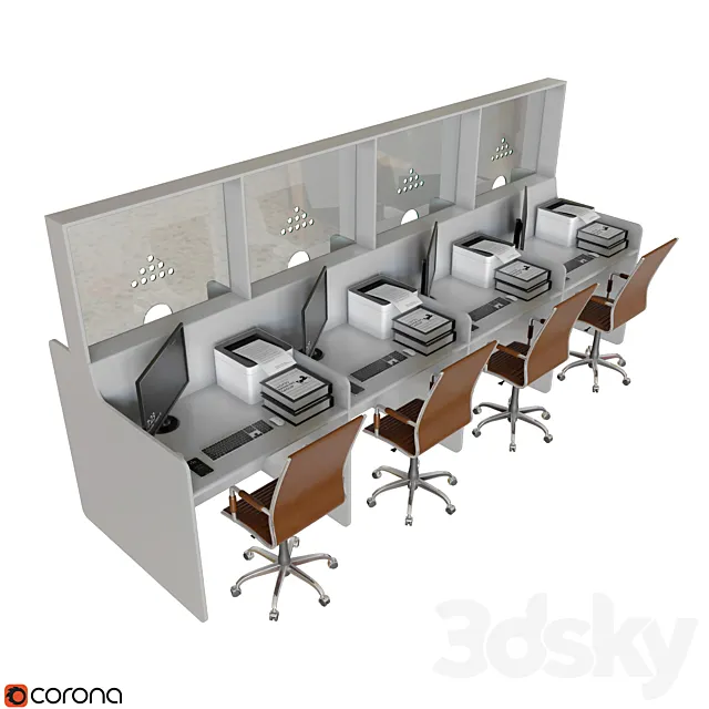 Bank Counter 02 3DS Max Model