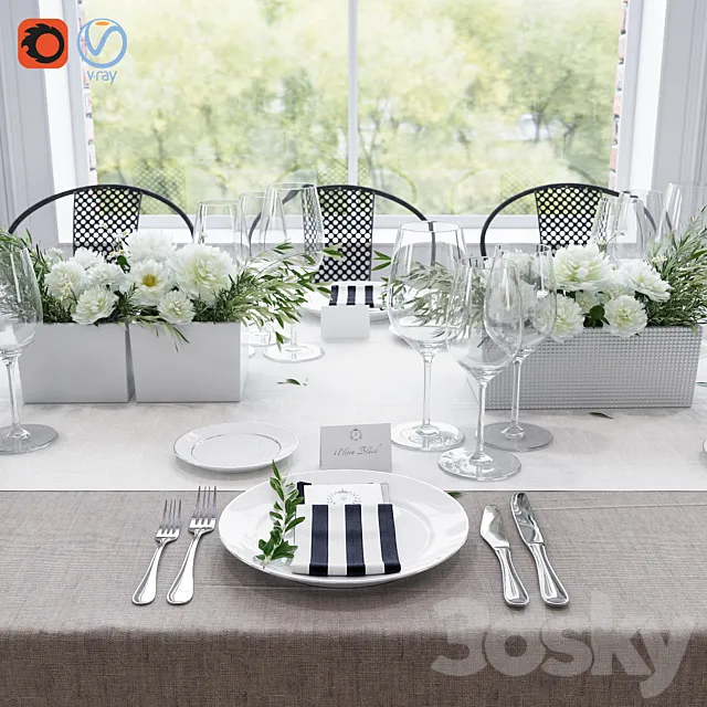 Banquet Table Setting 3DSMax File