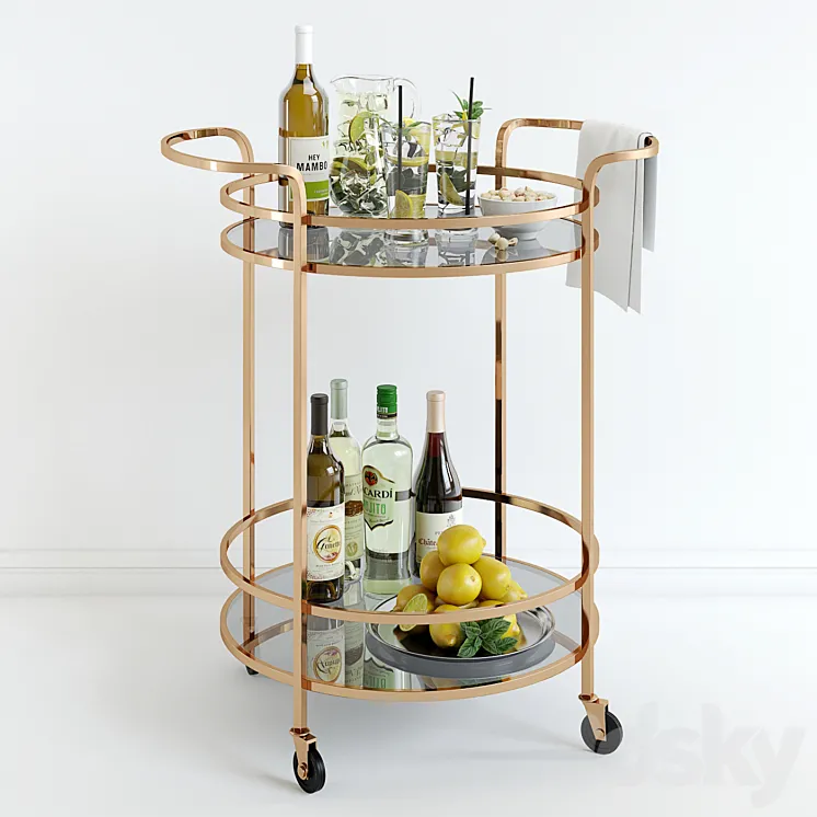 bar cart pottery barn 3DS Max