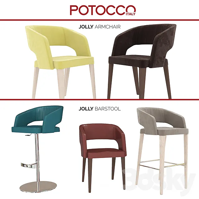 Bar chair Potocco Jolly 3DS Max Model