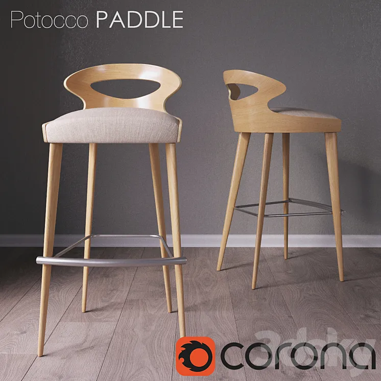 Bar chair Potocco PADDLE 3DS Max