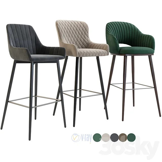 Bar chair semi-bar Hamburg Mint Dylan 3DS Max Model