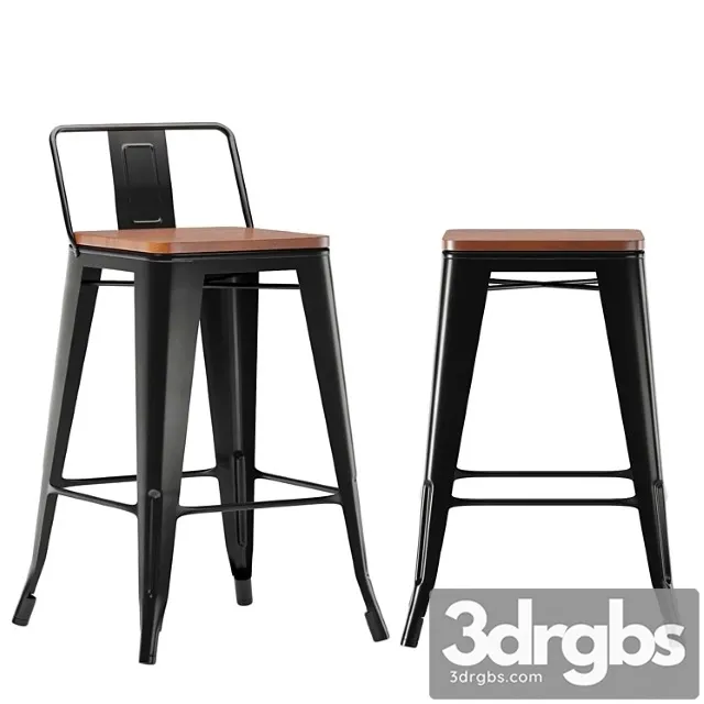 Bar chair tolix wood