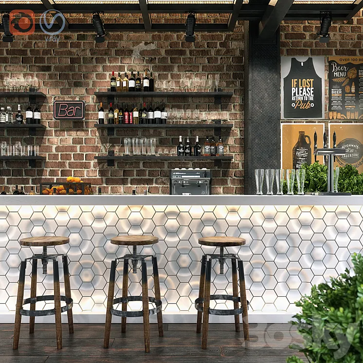 bar counter 3DS Max