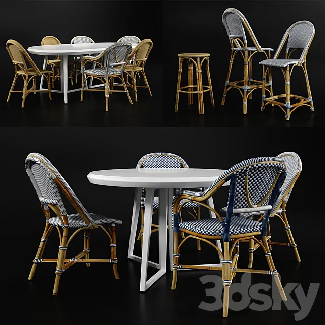 Bar counter dinning chair and tables 3DS Max Model