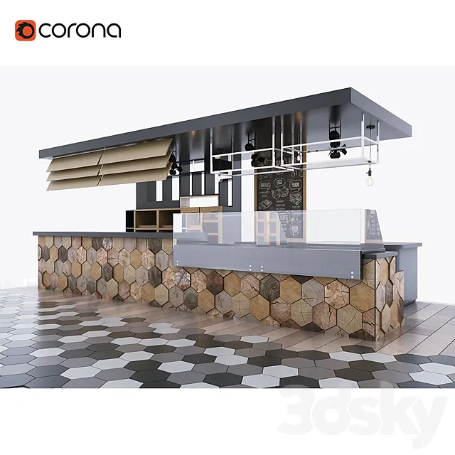 Bar counter for cafes and eateries 3DSMax File