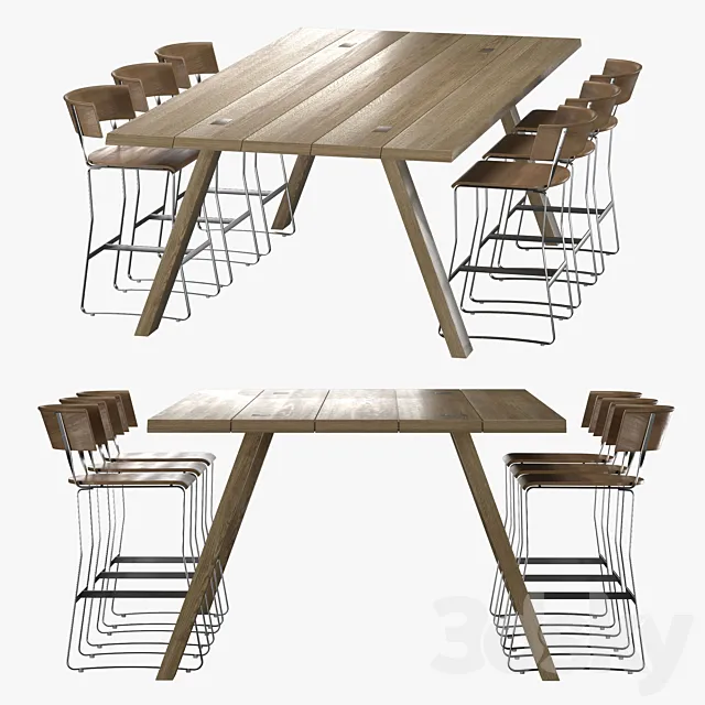 Bar-dining table and chair 3ds Max