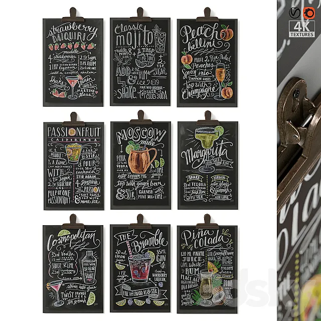 Bar menu (posters paintings) 3dsMax Model