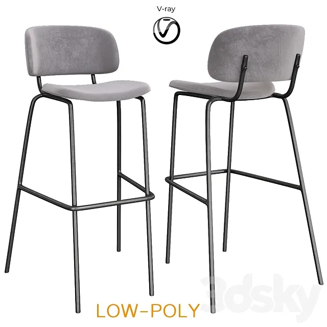 Bar stool Biarritz Bar Gray (low poly) 3ds Max