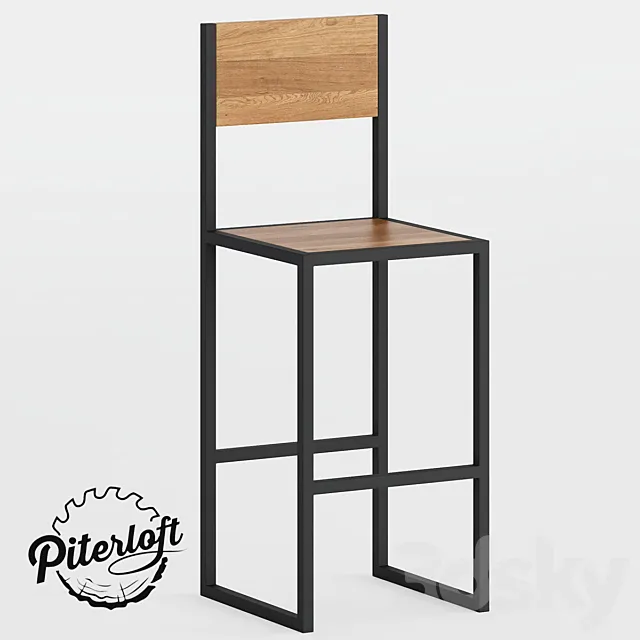 Bar stool Box with backrest 3DS Max Model