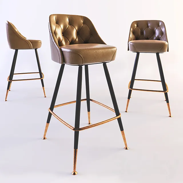 Bar Stool Leather Seat with Back 3ds Max