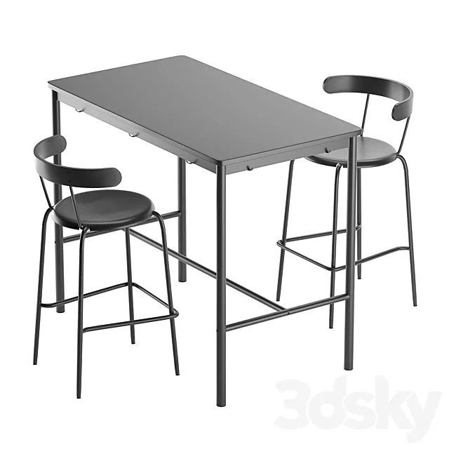 Bar stool Yngvar Ikea and table Tommarud 3DSMax File