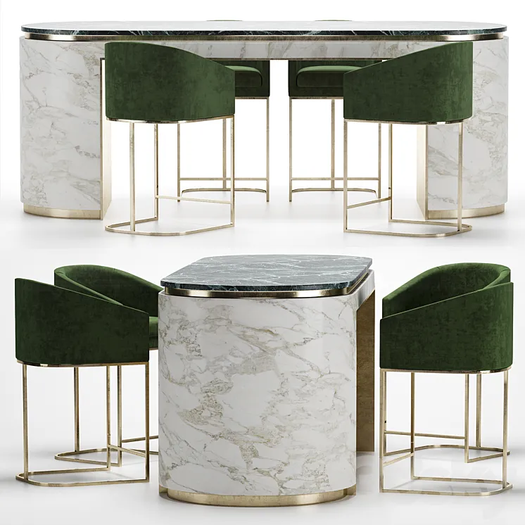 bar stools with oval table 3DS Max Model