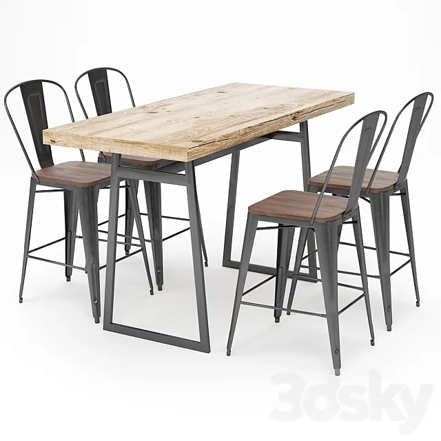 Bar Table and Stool Sets 05 3DS Max Model