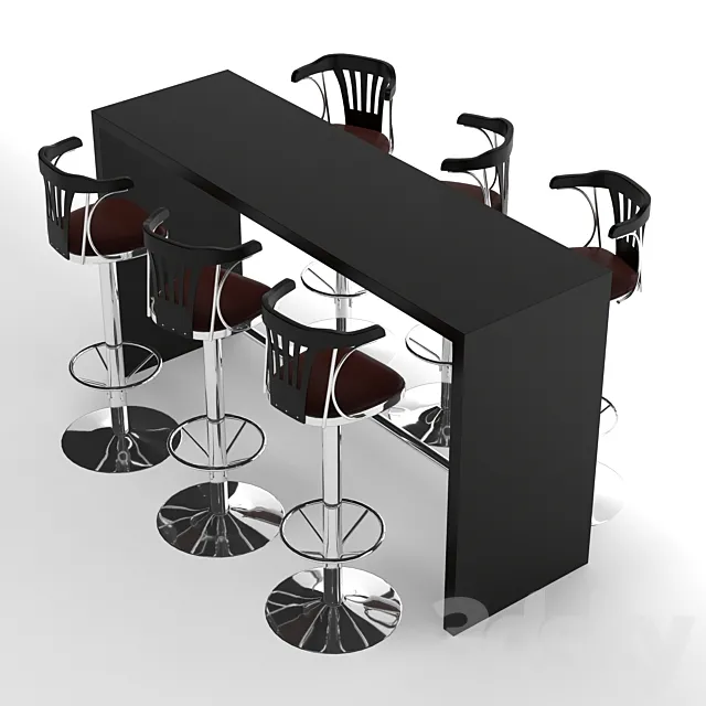 Bar table & chair 3DS Max Model