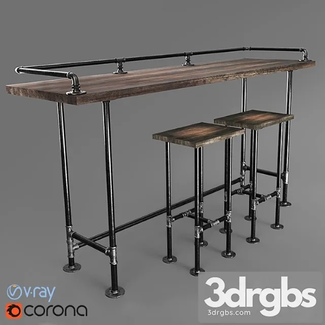 Bar table made with iron pipes 2 3dsmax Download