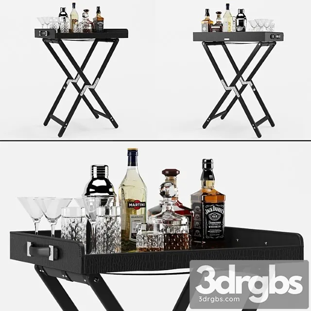Bar Table With Alcohol Ralph Lauren Gavin Tray and Stand 3dsmax Download