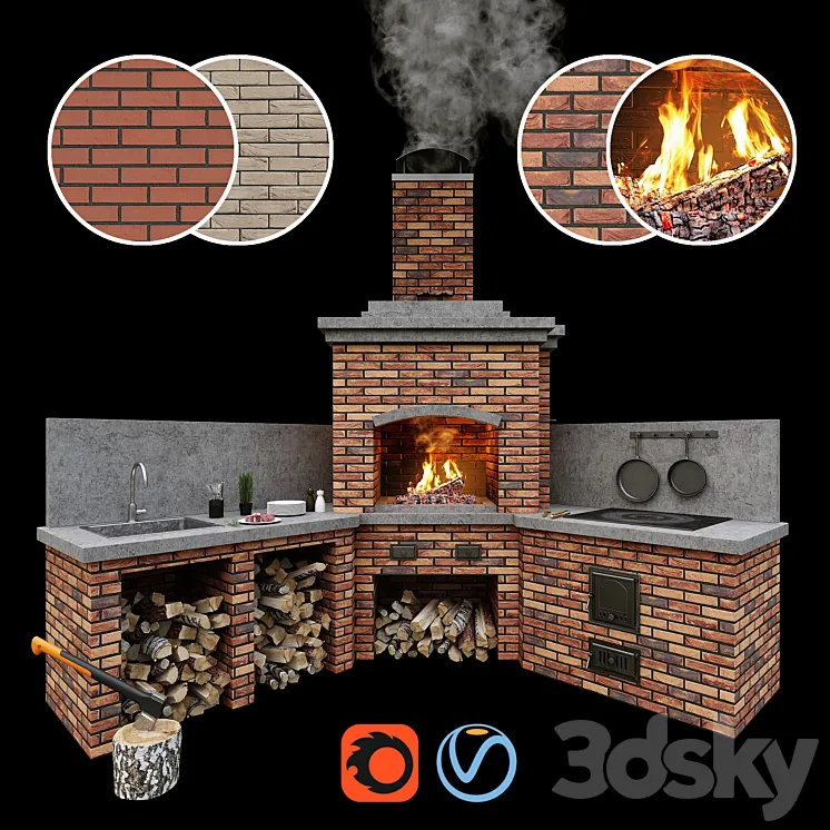 Barbecue oven 2 \/ Brick BBQ 2 3DS Max