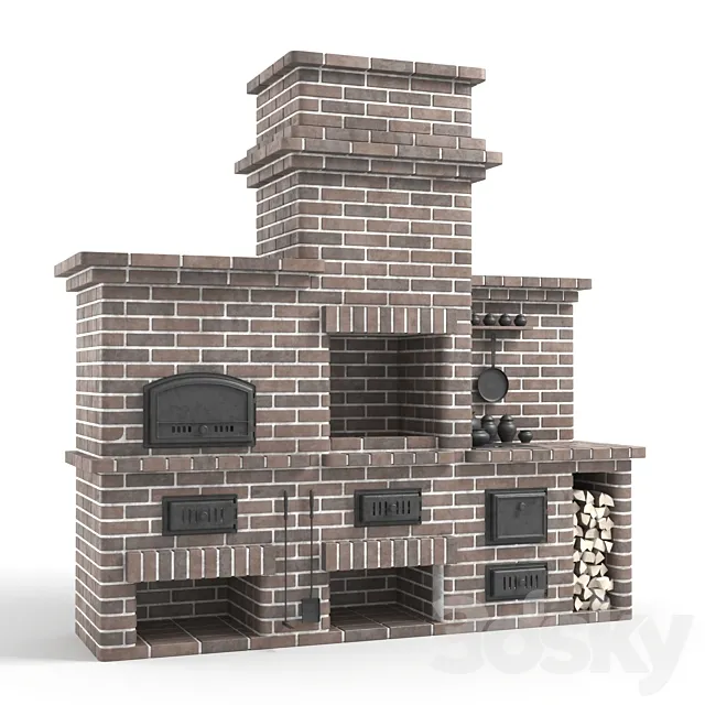 Barbecue stove made of bricks 3DSMax File