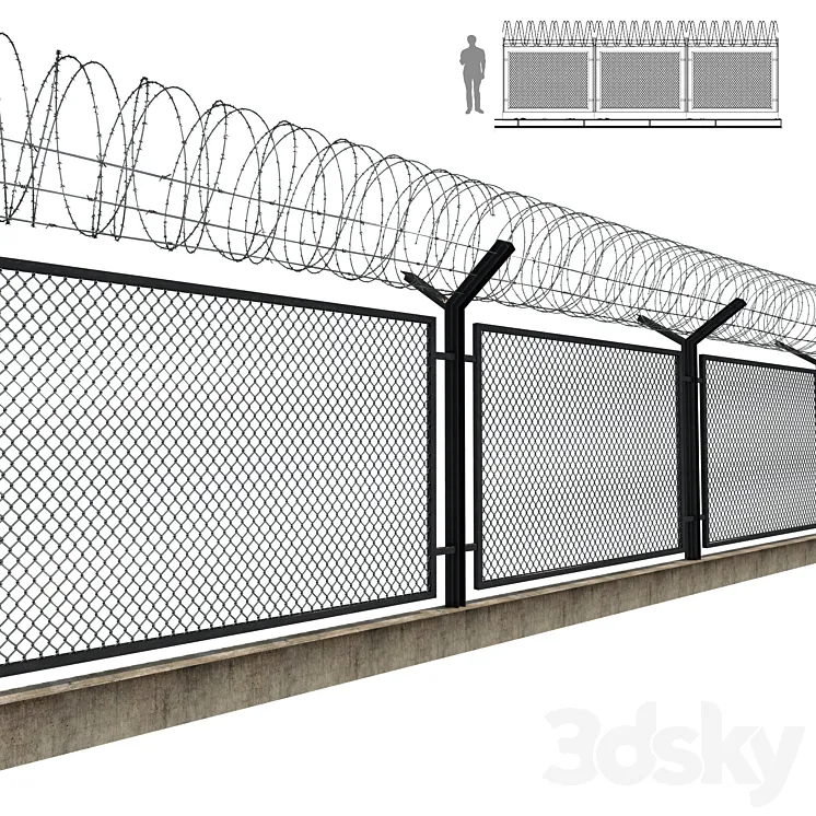 Barbed wire fence 3DS Max