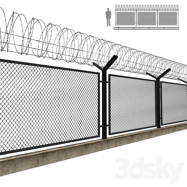 Barbed wire fence 3DSMax File
