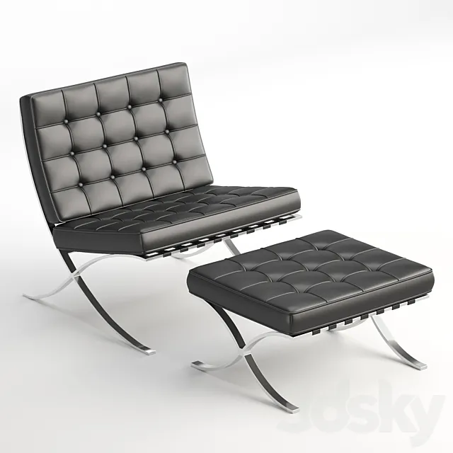 Barcelona Chair-Knoll 3ds Max