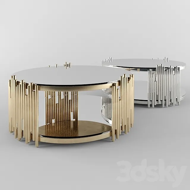 Barcelona Modern Round Glass Coffee Table 3DS Max Model