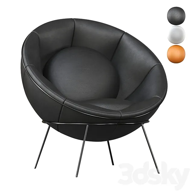 Bardis Bowl Chair Black Leather 3DSMax File