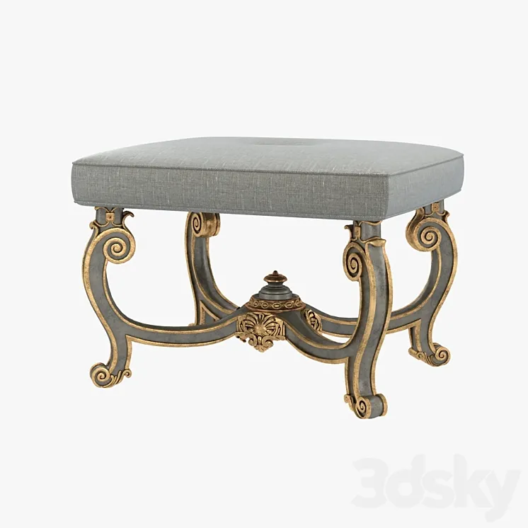 Baroque Style Carved Bench 3DS Max