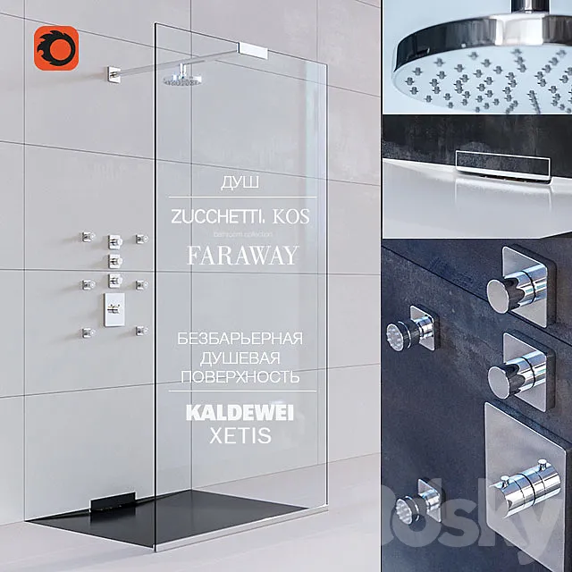 Barrier-free shower panel KALDEWEI XETIS 3DS Max Model