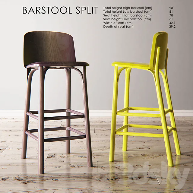 Barstool split 3DS Max Model