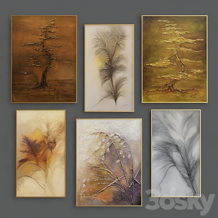 Bas relief autumn painting 3DS Max