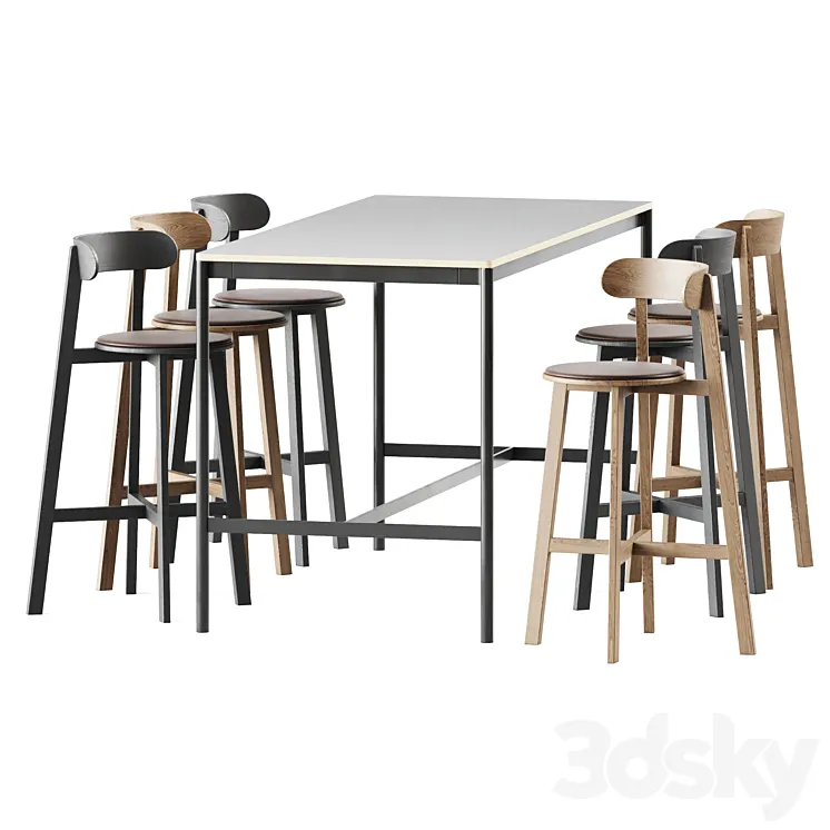 Base Table High Muuto and Roda Bar Stool by Branca Lisboa 3DS Max Model
