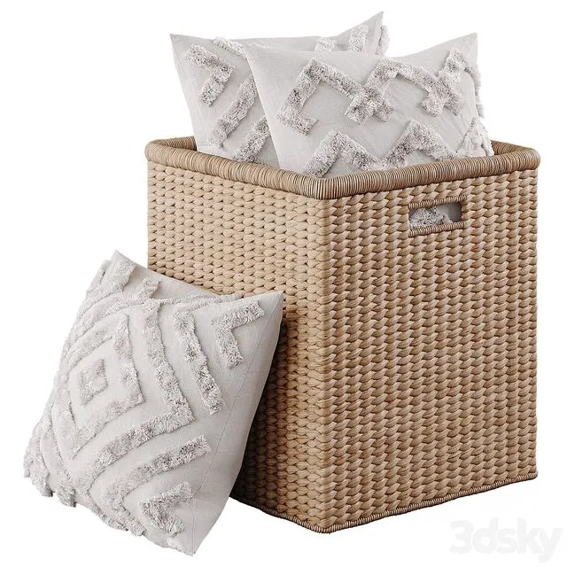 Basket by Pottery Barn with pillows 3dsMax Model