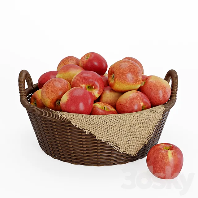 Basket With Apples 3dsMax Model