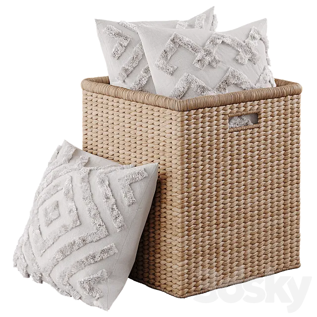 Basket with pillows 3DS Max Model