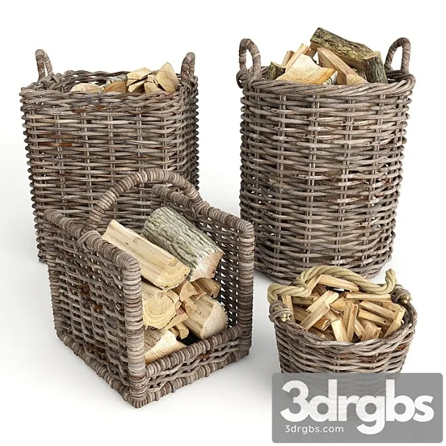 Baskets Rotang Firewood Set 3dsmax Download