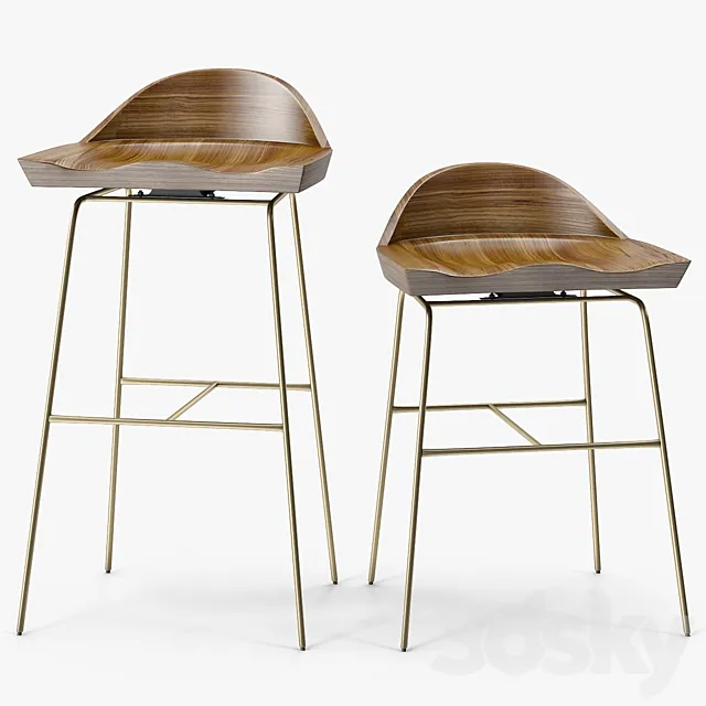 Bassam Fellows Spindle Low Back Stools 3ds Max