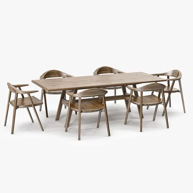 BassamFellows Mantis Side Chair & Kant Table 3dsMax Model