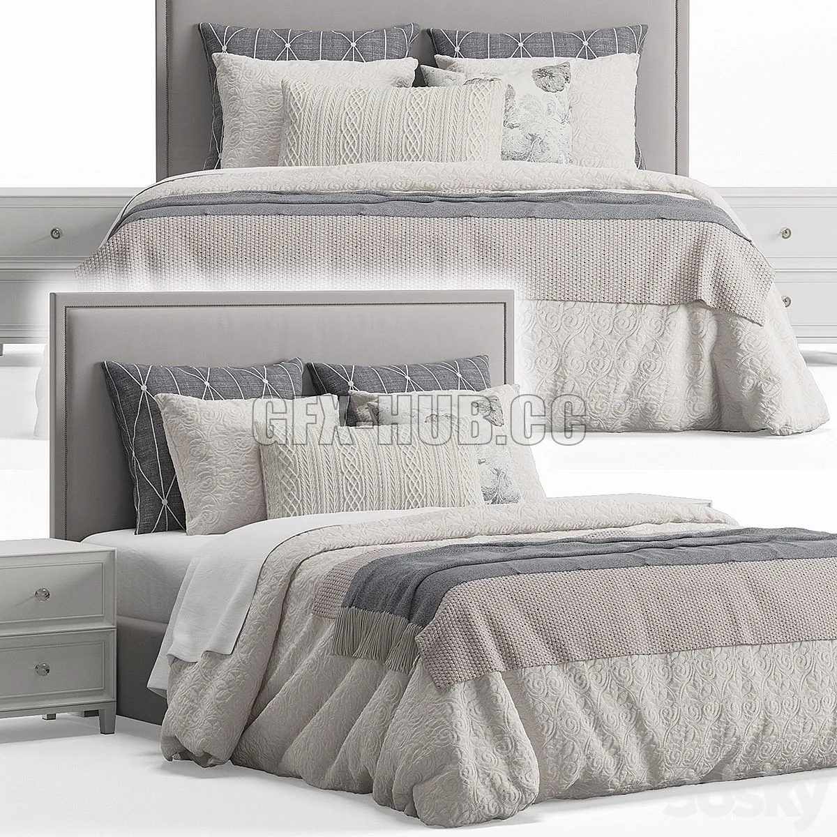 Bassett Furniture Manhattan Rectangular Bed 3dsMax Model