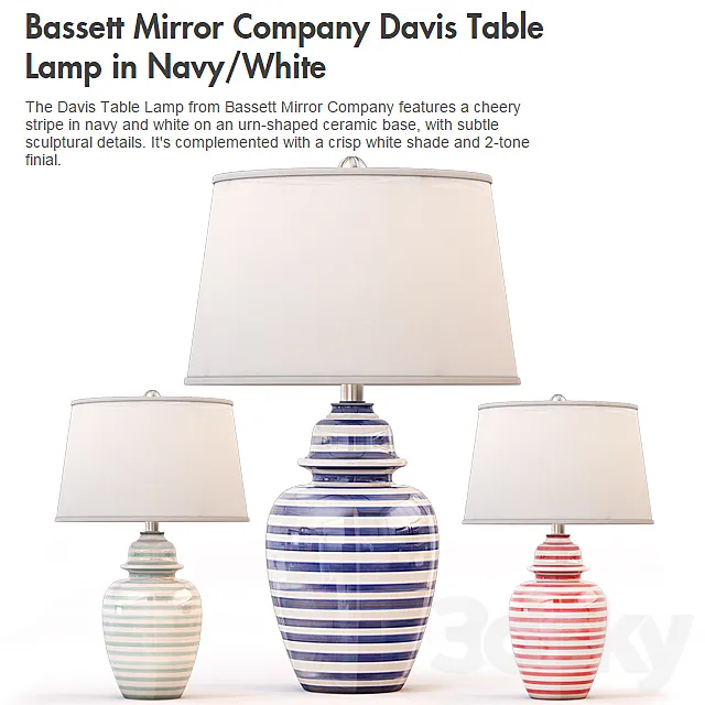 Bassett Mirror Company Davis Table Lamp in NavyWhite 3DSMax File
