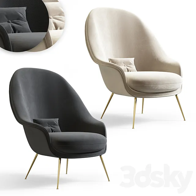 Bat Lounge Chair by Gubi 3DS Max Model