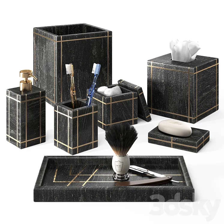 Bath Accessories Set – Palais Marble by Kassatex 3DS Max Model