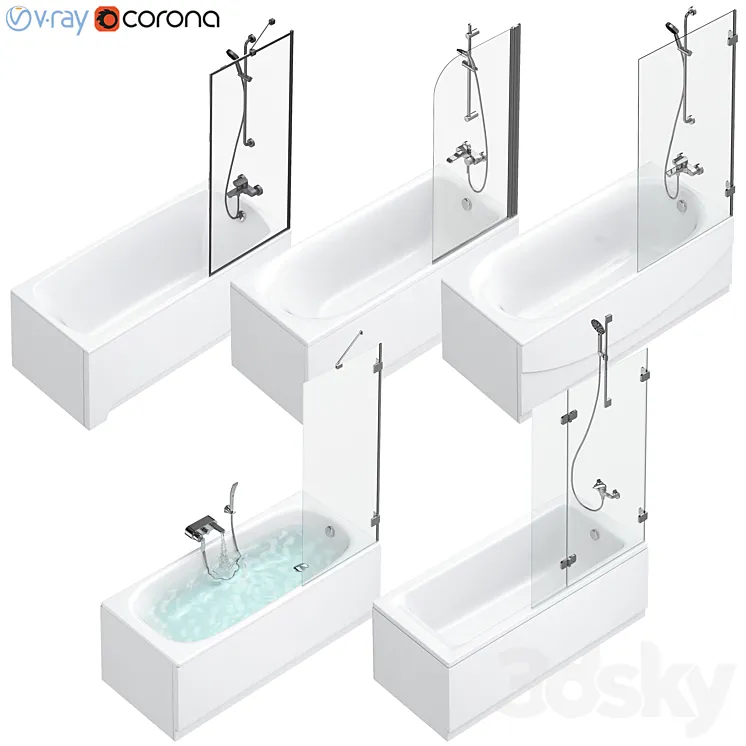 Bath and shower curtains Villeroy & Boch 3DS Max