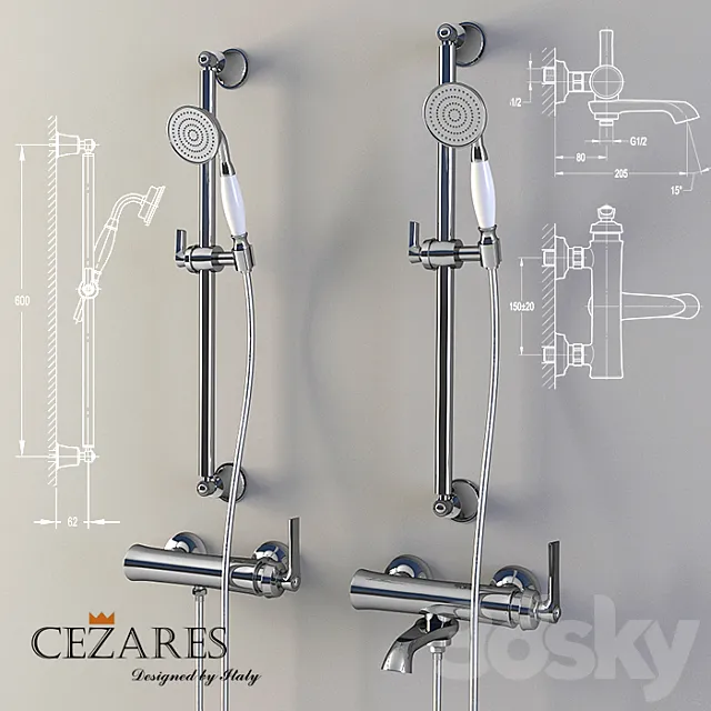 Bath and shower faucet Cezares Liberty F-VD-01 3DSMax File