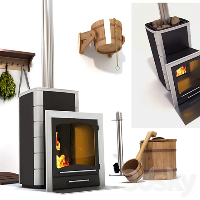 Bath furnace-fireplace & accessories 3DSMax File