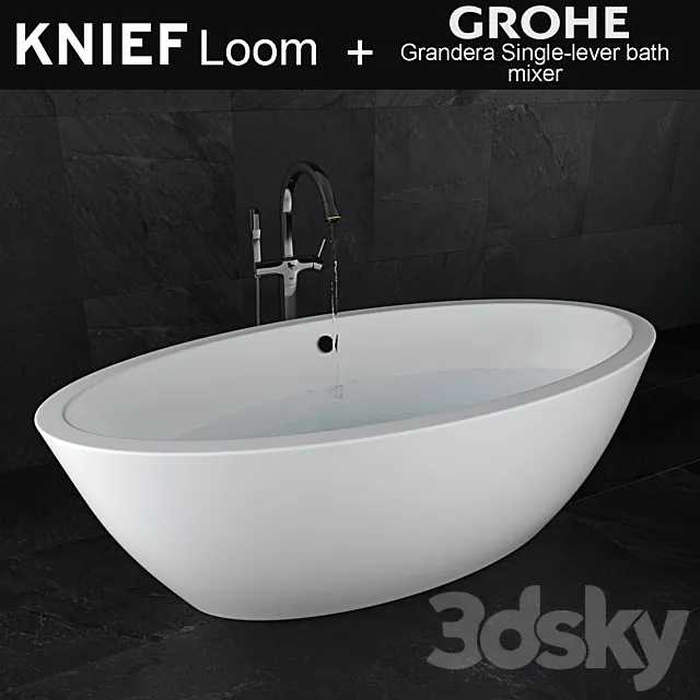 Bath Knief Loom + Grohe Grandera Single-lever bath mixer 3DS Max Model